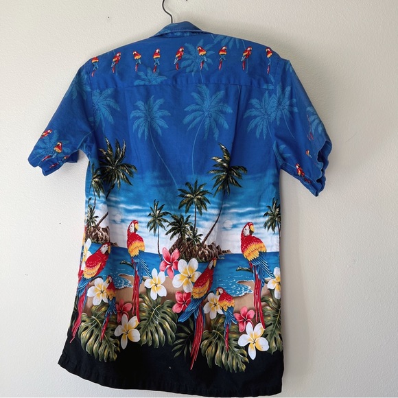 Men’s Hawaiian parrot bird palm‎ tree aloha shirt S - Picture 4 of 6